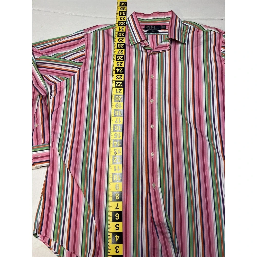 Polo By Ralph Lauren Curham Classic Fit Striped Button Up Shirt Men's XL Vintage